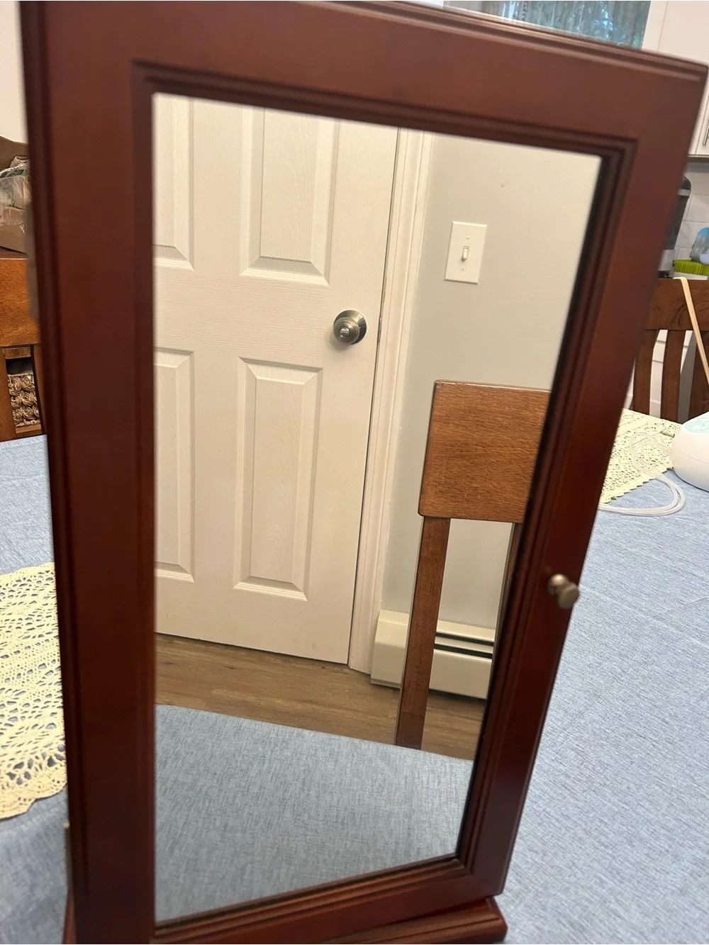 Wood Finish Vanity Mirror in Brown